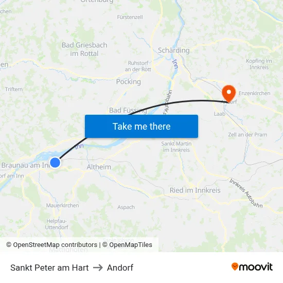 Sankt Peter am Hart to Andorf map