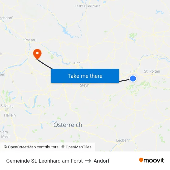 Gemeinde St. Leonhard am Forst to Andorf map