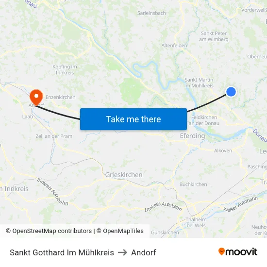 Sankt Gotthard Im Mühlkreis to Andorf map