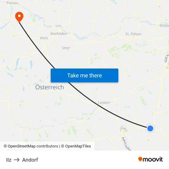 Ilz to Andorf map
