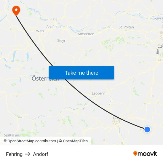 Fehring to Andorf map