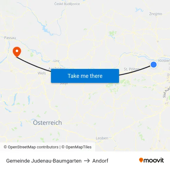 Gemeinde Judenau-Baumgarten to Andorf map