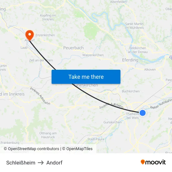 Schleißheim to Andorf map