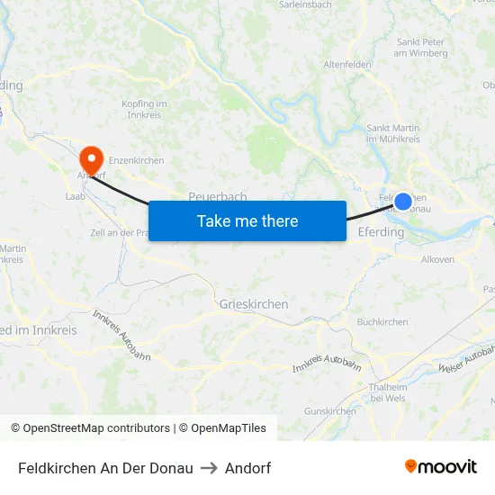 Feldkirchen An Der Donau to Andorf map
