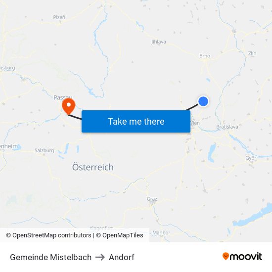 Gemeinde Mistelbach to Andorf map