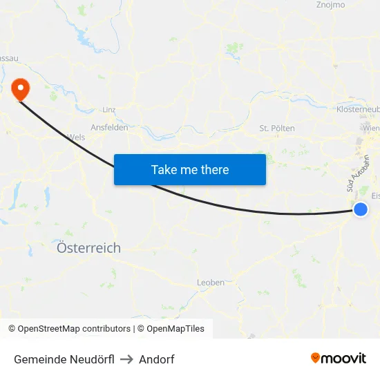 Gemeinde Neudörfl to Andorf map