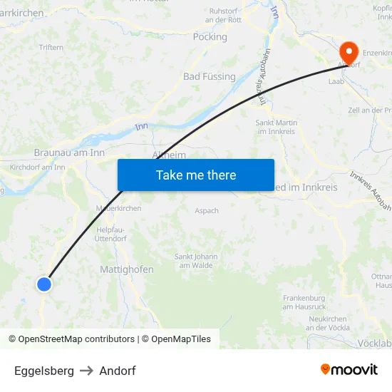 Eggelsberg to Andorf map