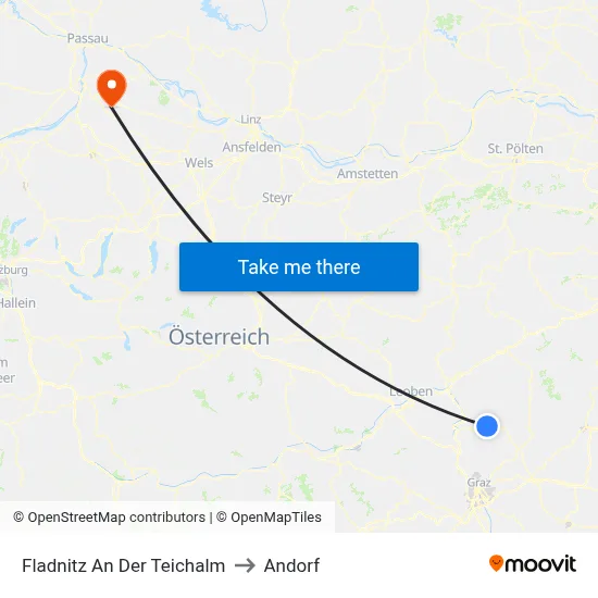 Fladnitz An Der Teichalm to Andorf map