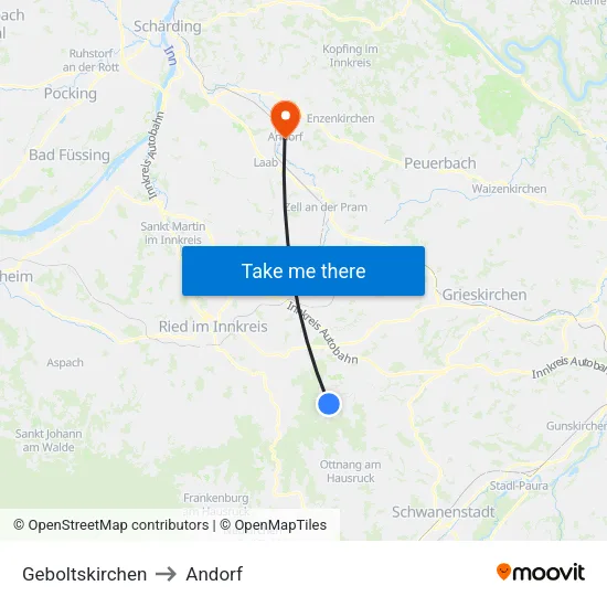 Geboltskirchen to Andorf map