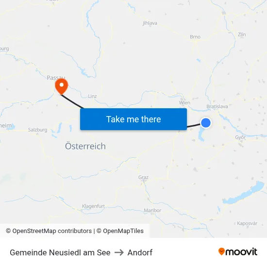 Gemeinde Neusiedl am See to Andorf map