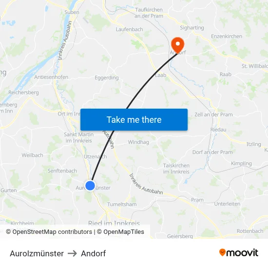 Aurolzmünster to Andorf map