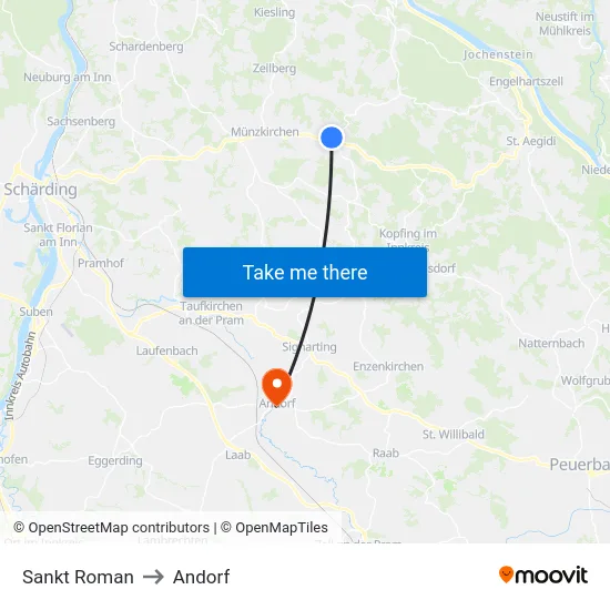 Sankt Roman to Andorf map