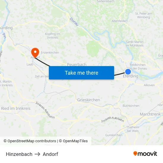 Hinzenbach to Andorf map