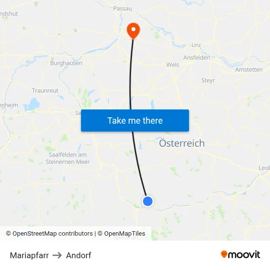Mariapfarr to Andorf map