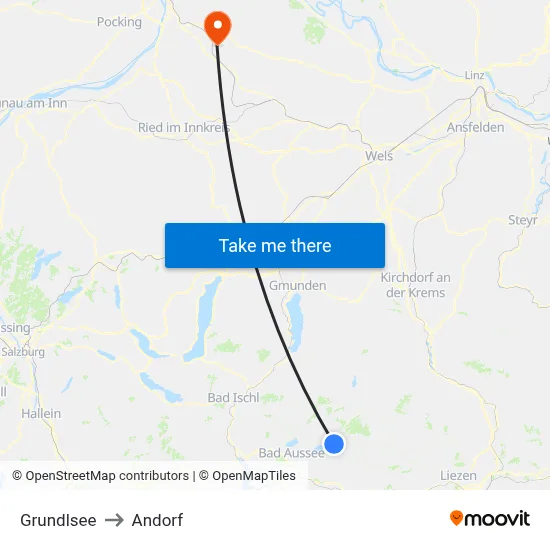 Grundlsee to Andorf map
