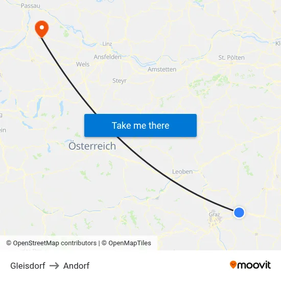 Gleisdorf to Andorf map