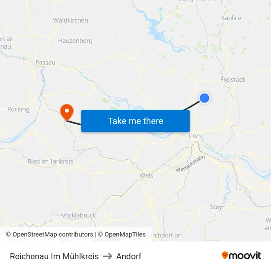 Reichenau Im Mühlkreis to Andorf map