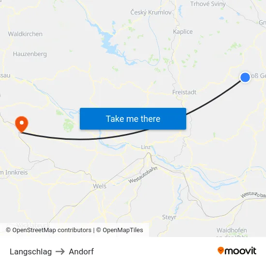 Langschlag to Andorf map
