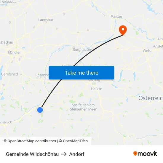 Gemeinde Wildschönau to Andorf map