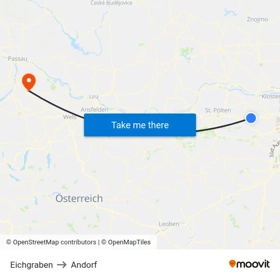 Eichgraben to Andorf map