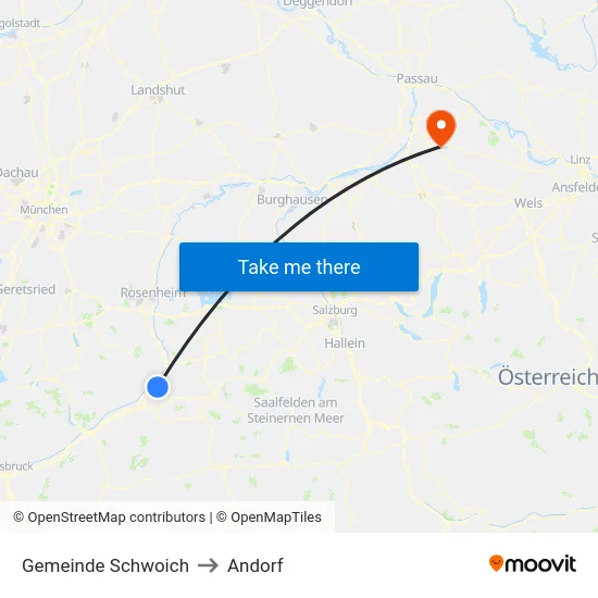 Gemeinde Schwoich to Andorf map
