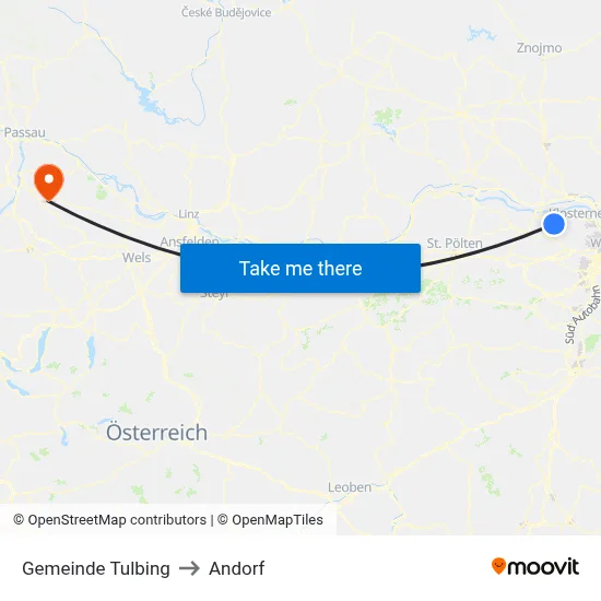 Gemeinde Tulbing to Andorf map