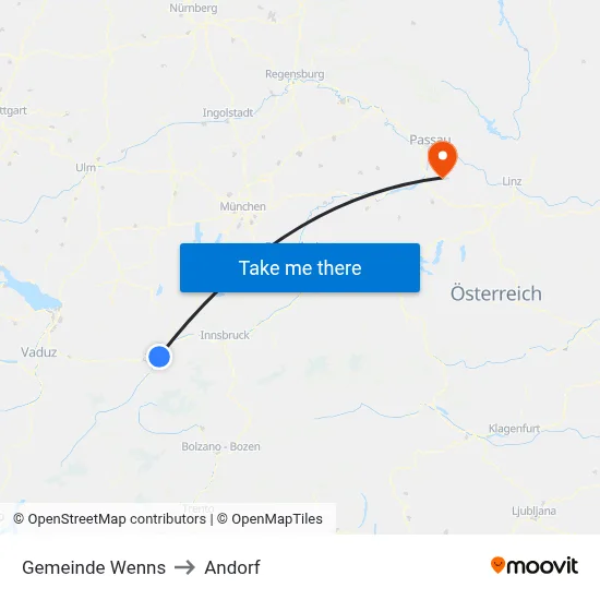 Gemeinde Wenns to Andorf map