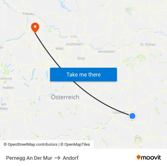 Pernegg An Der Mur to Andorf map