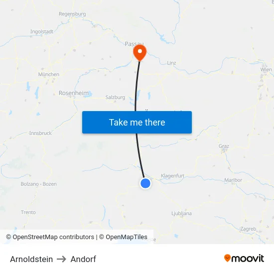 Arnoldstein to Andorf map