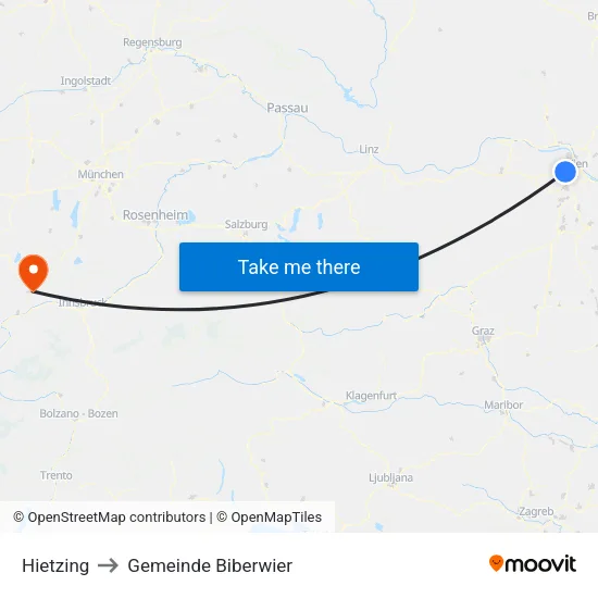 Hietzing to Gemeinde Biberwier map