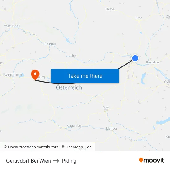 Gerasdorf Bei Wien to Piding map