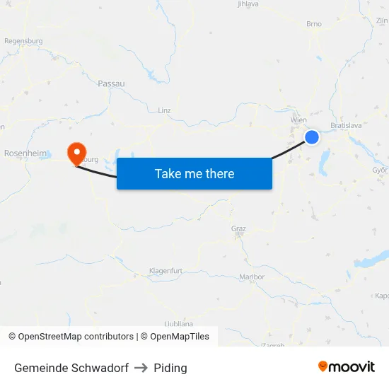 Gemeinde Schwadorf to Piding map