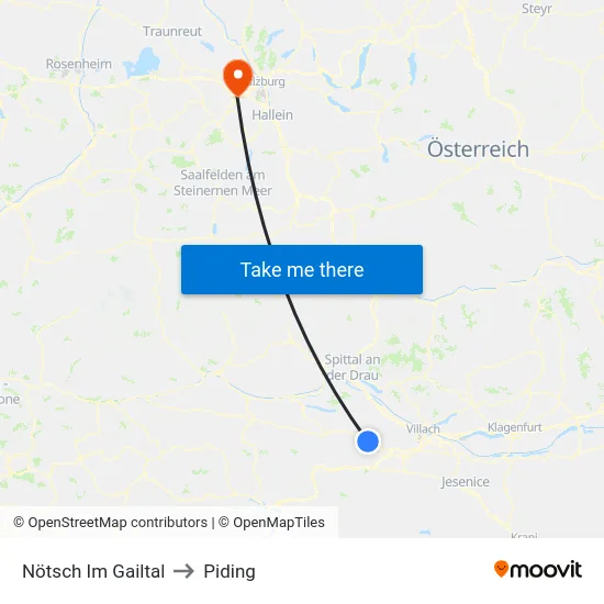 Nötsch Im Gailtal to Piding map