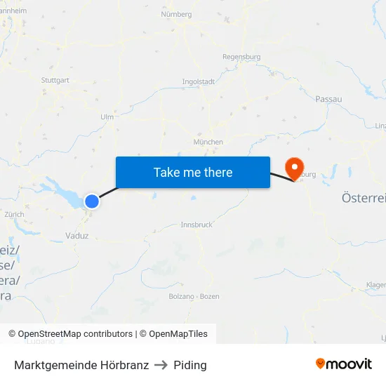Marktgemeinde Hörbranz to Piding map