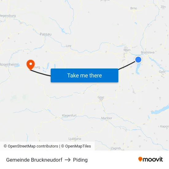 Gemeinde Bruckneudorf to Piding map