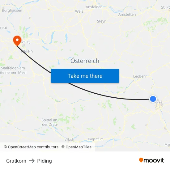 Gratkorn to Piding map