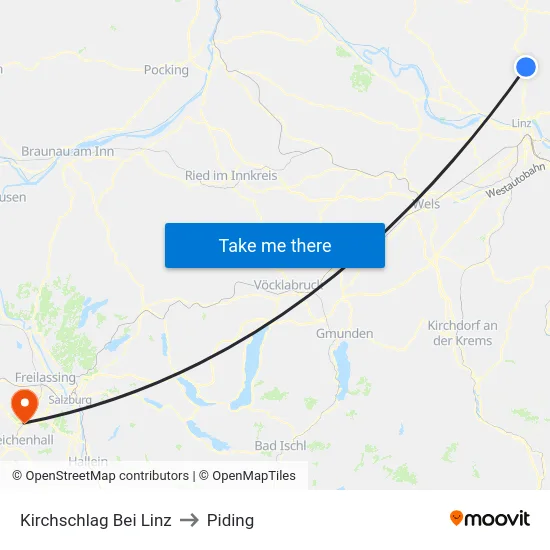 Kirchschlag Bei Linz to Piding map