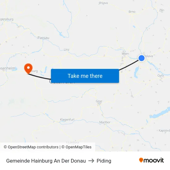 Gemeinde Hainburg An Der Donau to Piding map