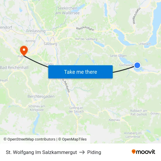 St. Wolfgang Im Salzkammergut to Piding map