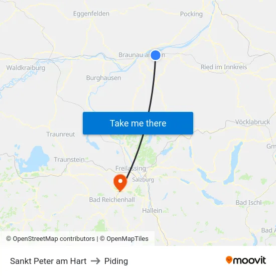 Sankt Peter am Hart to Piding map
