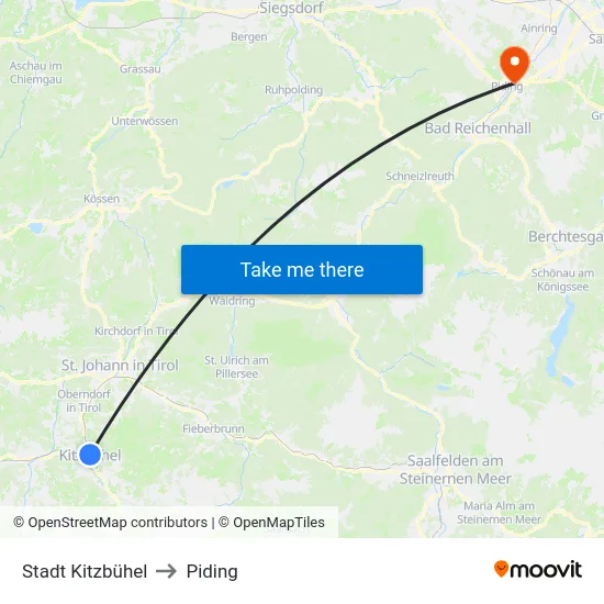 Stadt Kitzbühel to Piding map