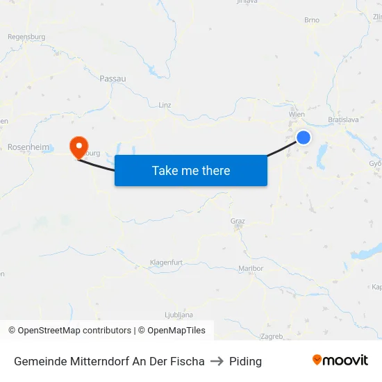 Gemeinde Mitterndorf An Der Fischa to Piding map