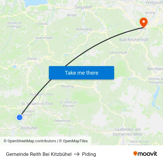 Gemeinde Reith Bei Kitzbühel to Piding map