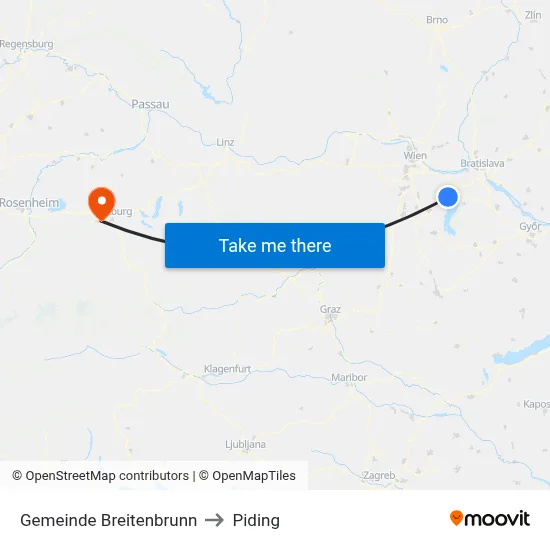 Gemeinde Breitenbrunn to Piding map