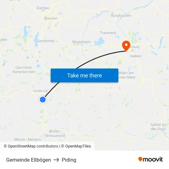 Gemeinde Ellbögen to Piding map