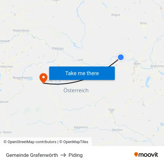 Gemeinde Grafenwörth to Piding map