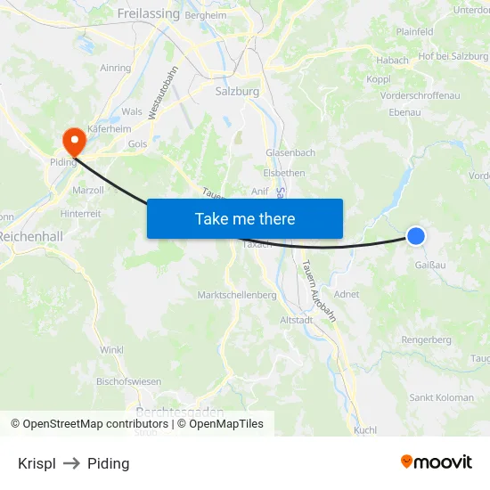 Krispl to Piding map