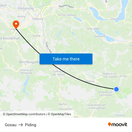 Gosau to Piding map