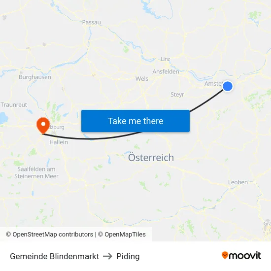 Gemeinde Blindenmarkt to Piding map