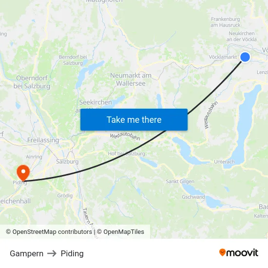 Gampern to Piding map